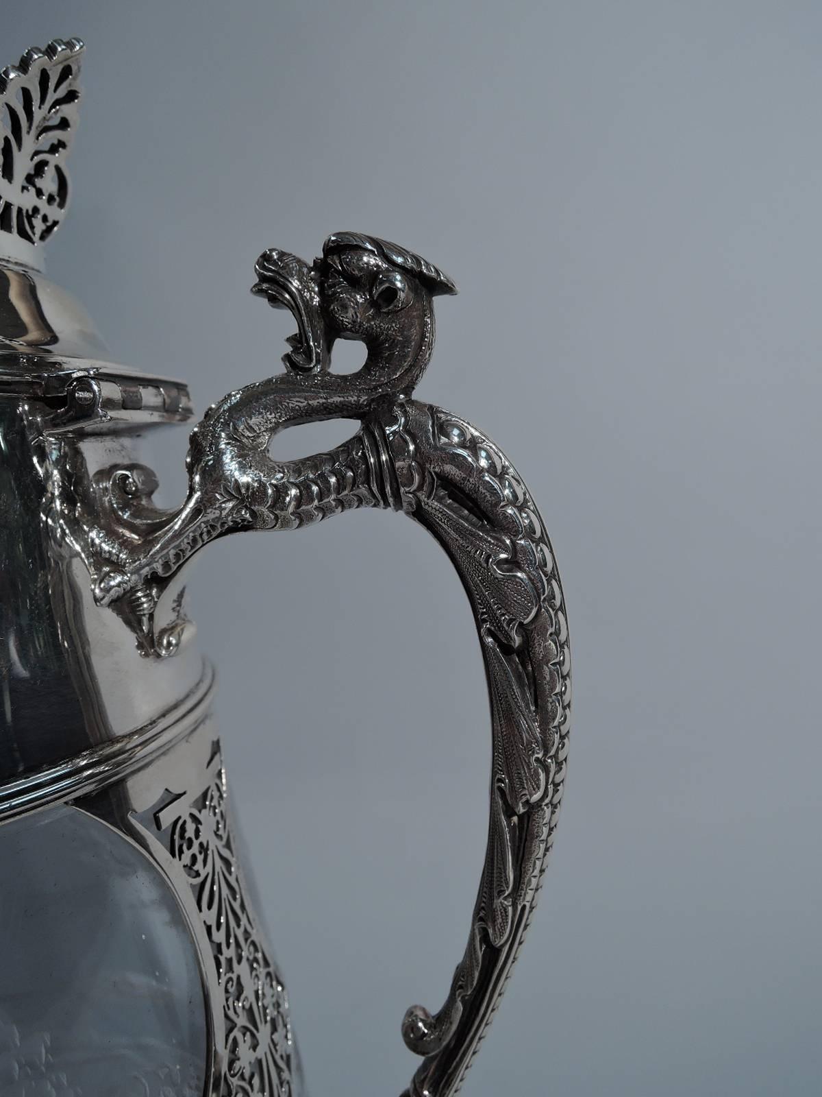 Late 19th Century Victorian English Sterling Silver Decanter with Tally Ho Fox Hunt