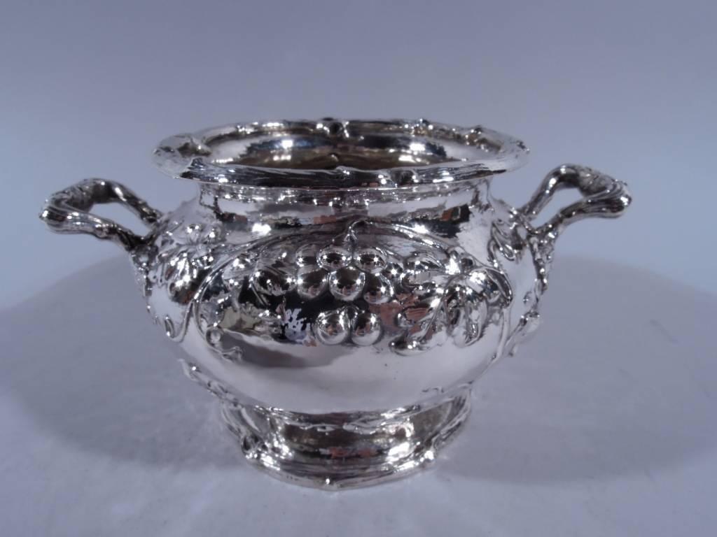 Silver Plate Gorham Hand-Hammered Sterling Silver Coffee and Tea Set on Tray