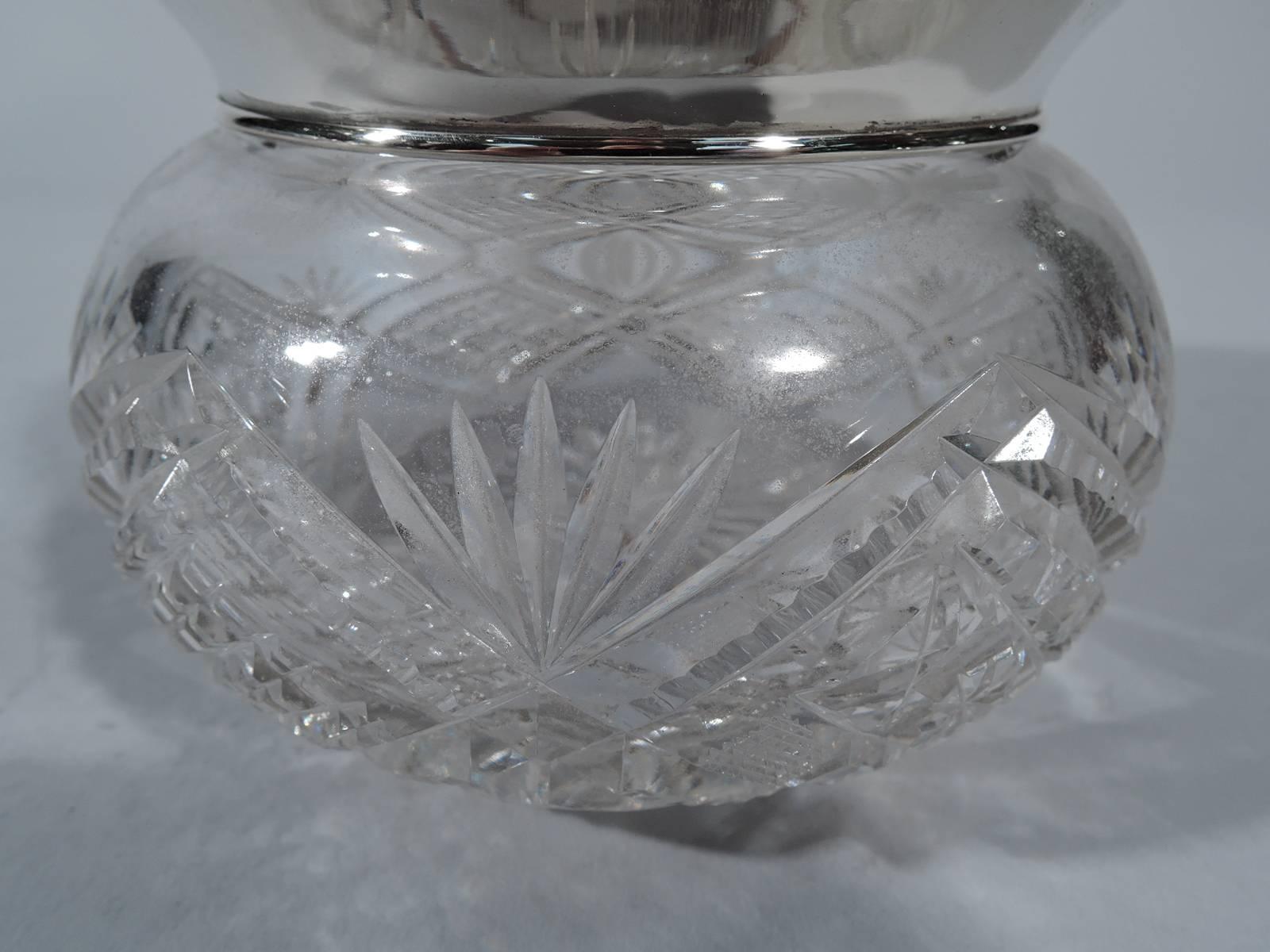 19th Century Unger Bros. Sterling Silver Powder Jar with Art Nouveau Siren