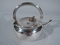 Gorham Japonesque Hand-Hammered and Mixed Metal Teapot with Frog and Mouse