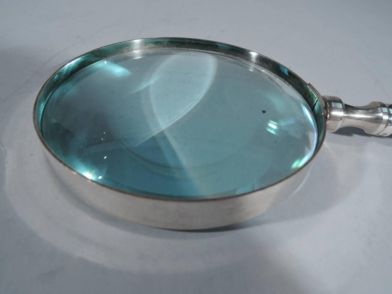 Very Large Magnifying Glass with Sterling Silver Baltimore Repousse For Sale at 1stdibs