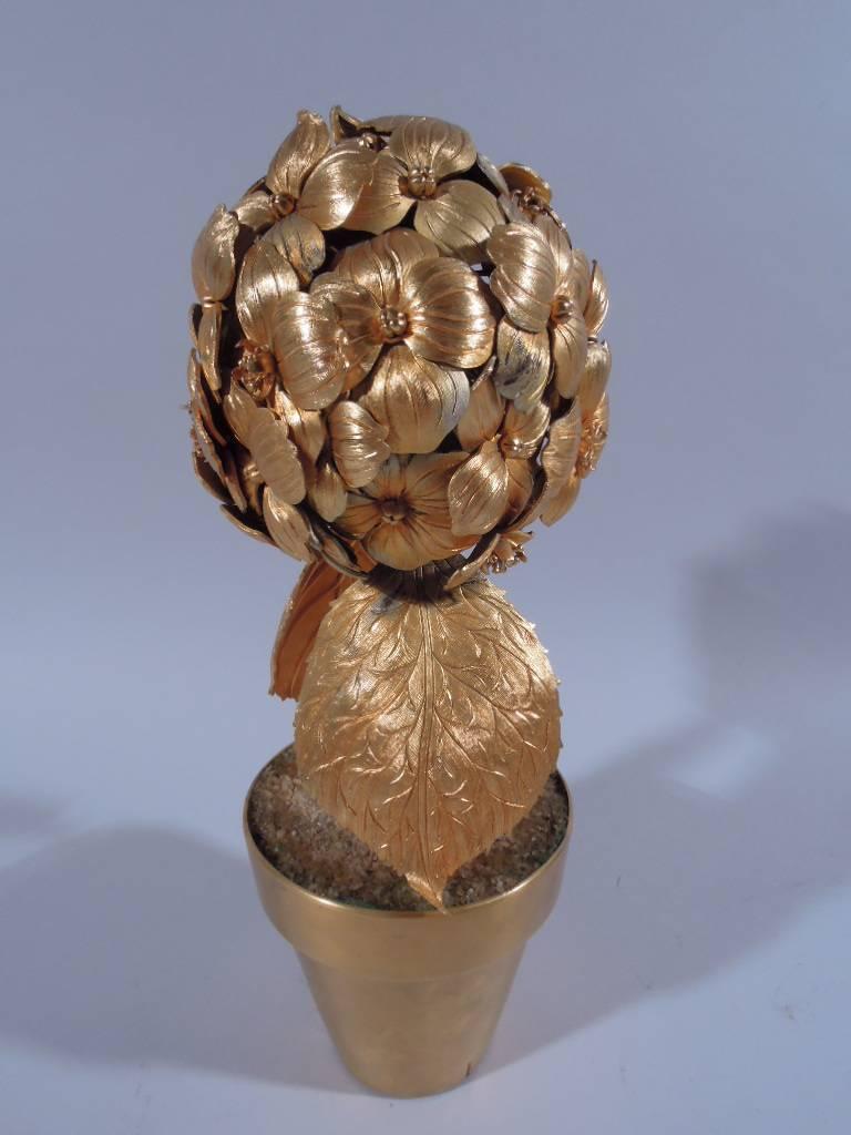 Mid-Century Modern Tiffany Gilt Sterling Silver Potted Geramium