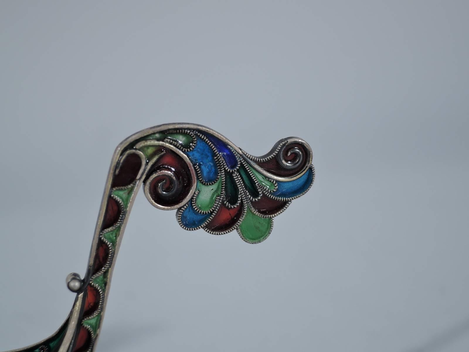 Enamel Plique a Jour Viking Boat with Beautiful Rich Color by Marius Hammer