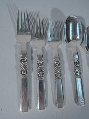 Georg Jensen Scroll Sterling Silver Dinner Set for 12 with 93 Pieces
