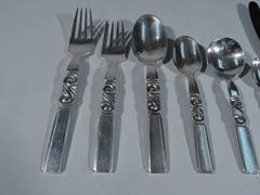 Georg Jensen Scroll Sterling Silver Dinner Set for 12 with 90 Pieces