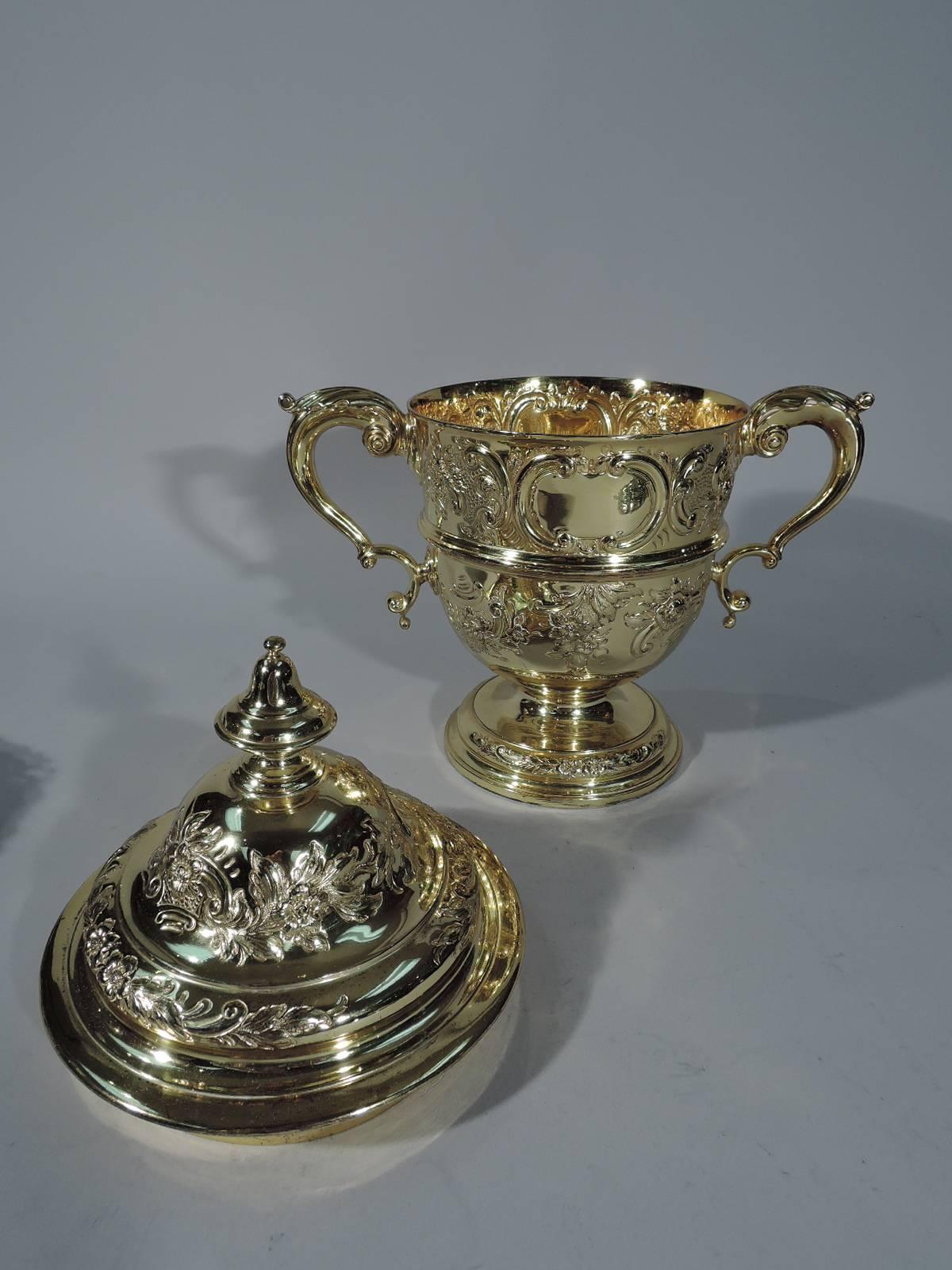Edwardian Richly Gilt English Sterling Silver Trophy Cup