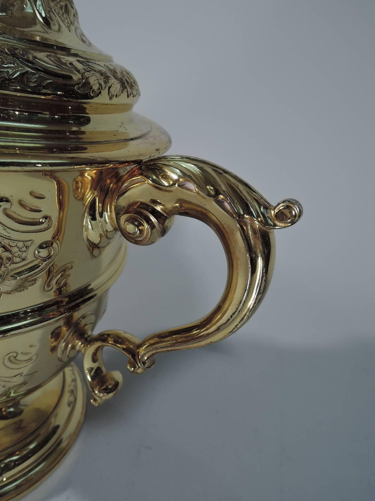 Early 20th Century Richly Gilt English Sterling Silver Trophy Cup
