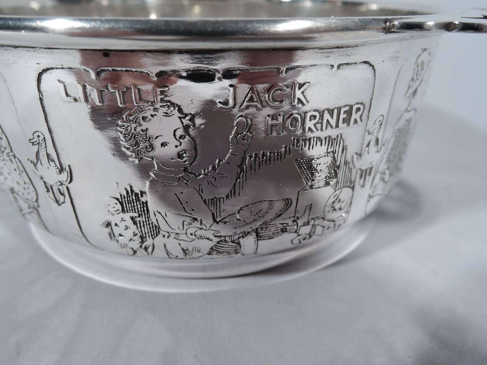 Antique Kerr Sterling Silver Nursery Rhyme Porringer In Excellent Condition In New York, NY