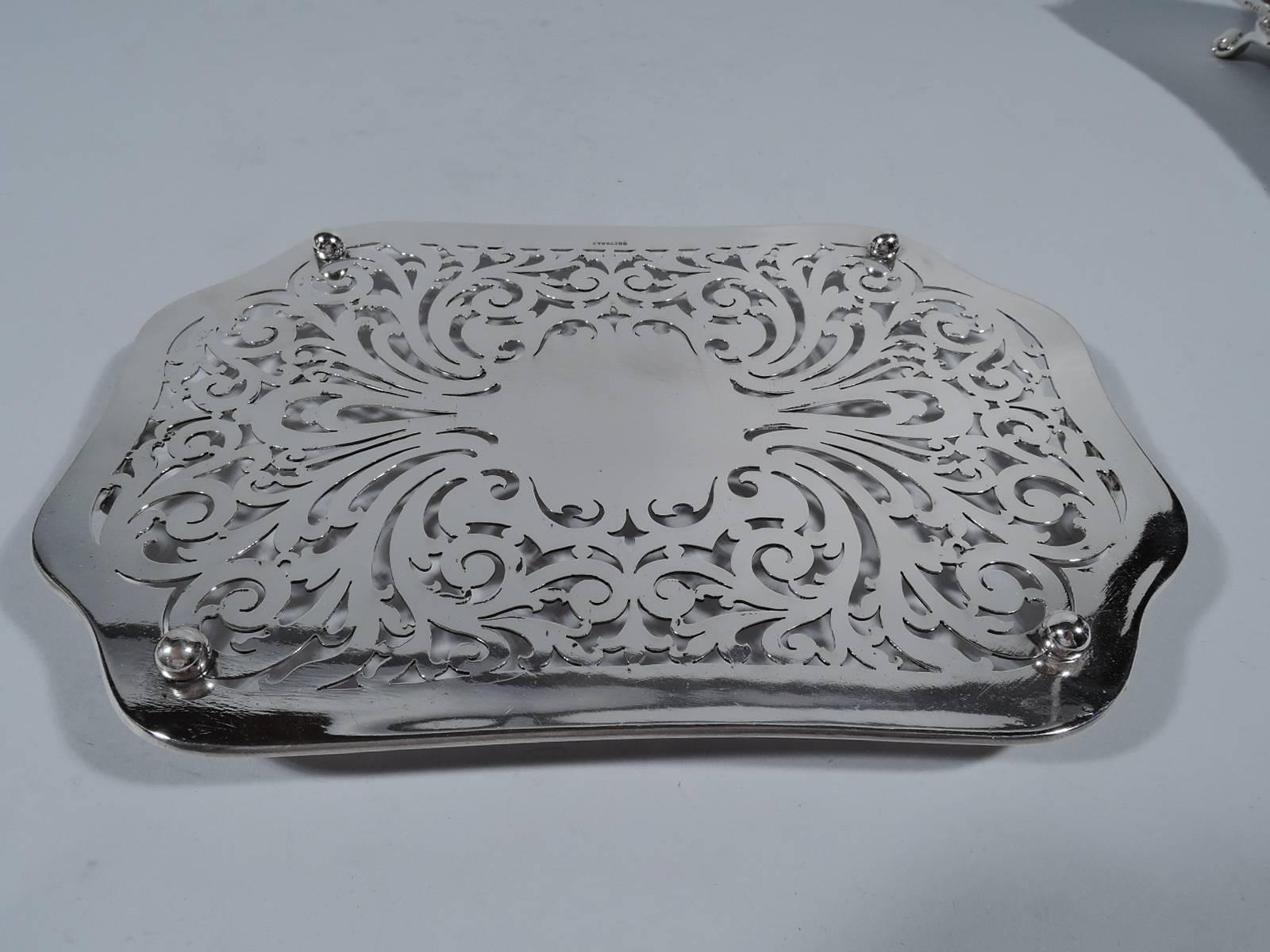 Edwardian Antique Tiffany Marquise Sterling Silver Asparagus Tray