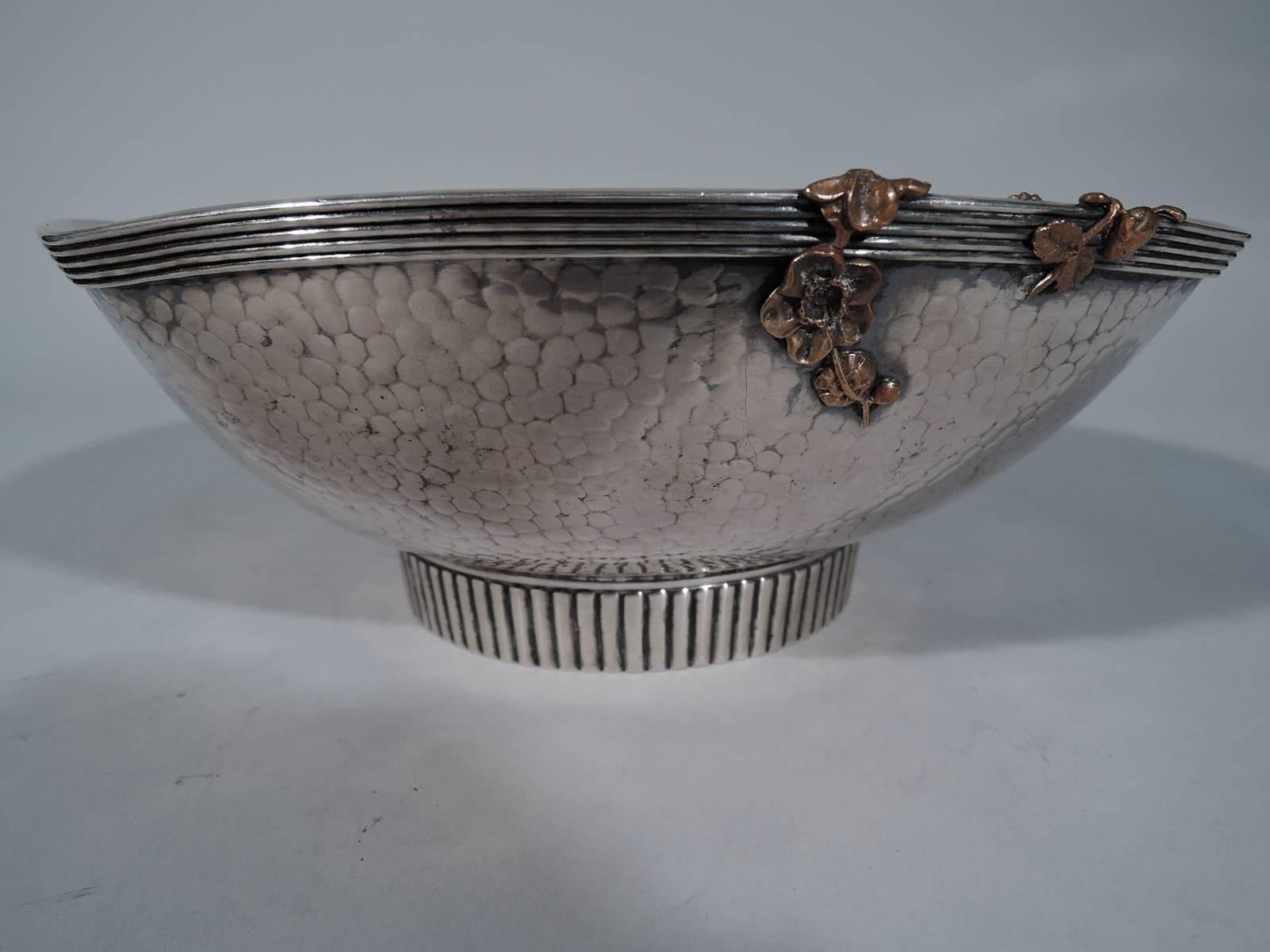 Rare and Beautiful Gorham Hand-Hammered Sterling Silver and Mixed Metal Bowl 1