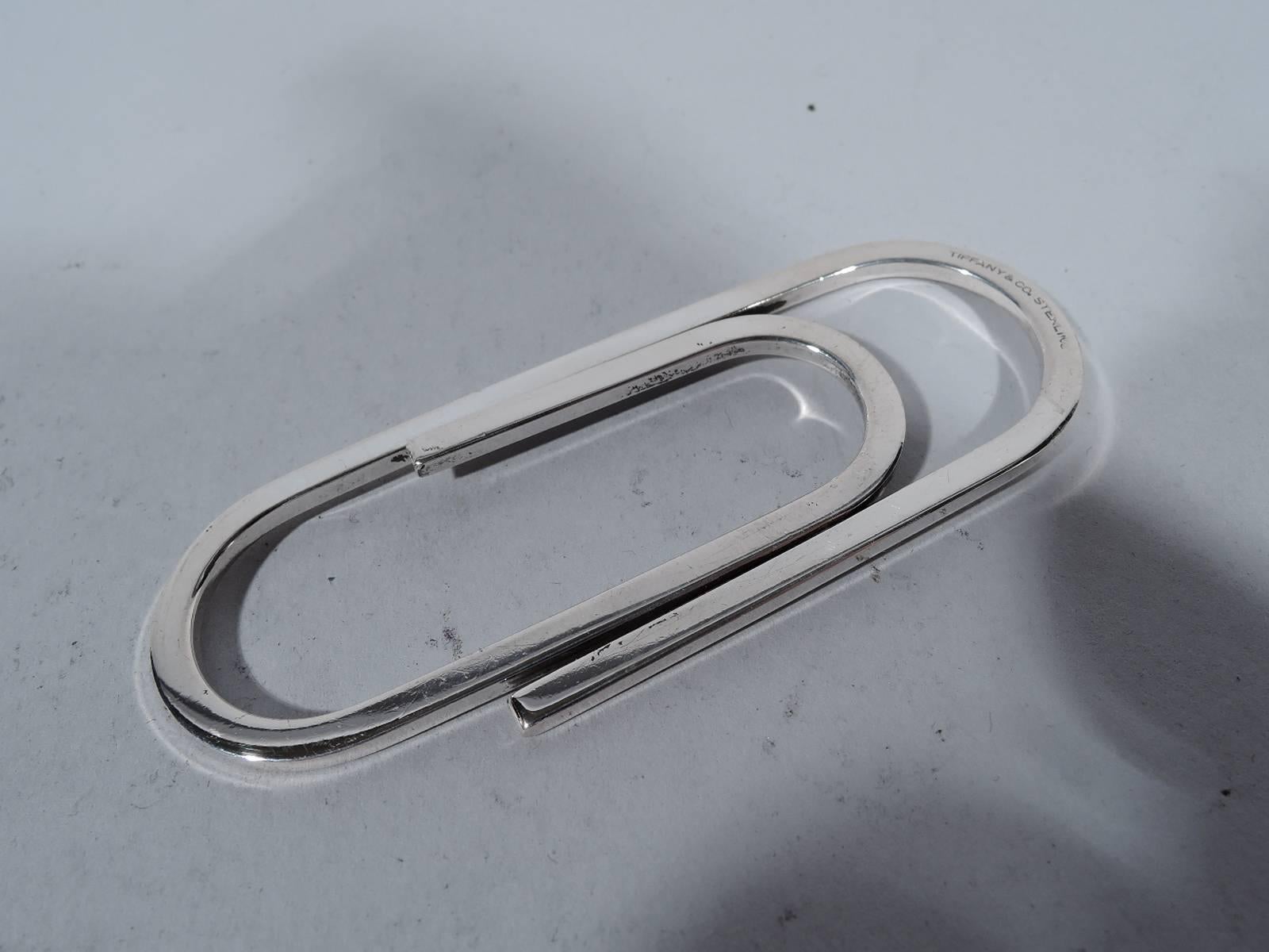 Tiffany Sterling Silver Money Clip in Form of Paper Clip For Sale at