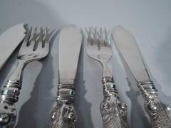 Chinese Export Silver Fish Set for Six with Figural Carp Handles