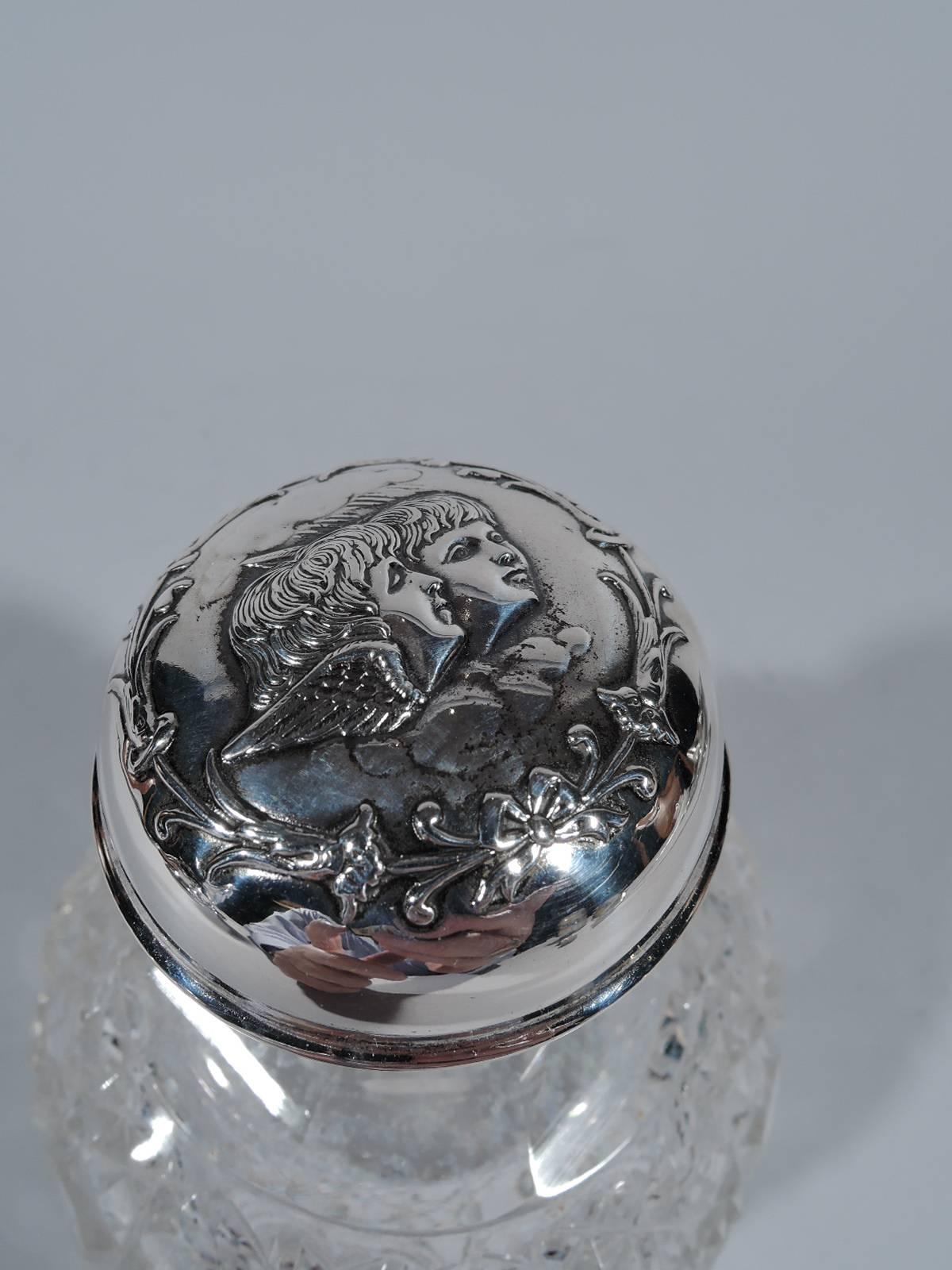 Edwardian English Sterling Silver and Cut Glass Perfume In Excellent Condition In New York, NY