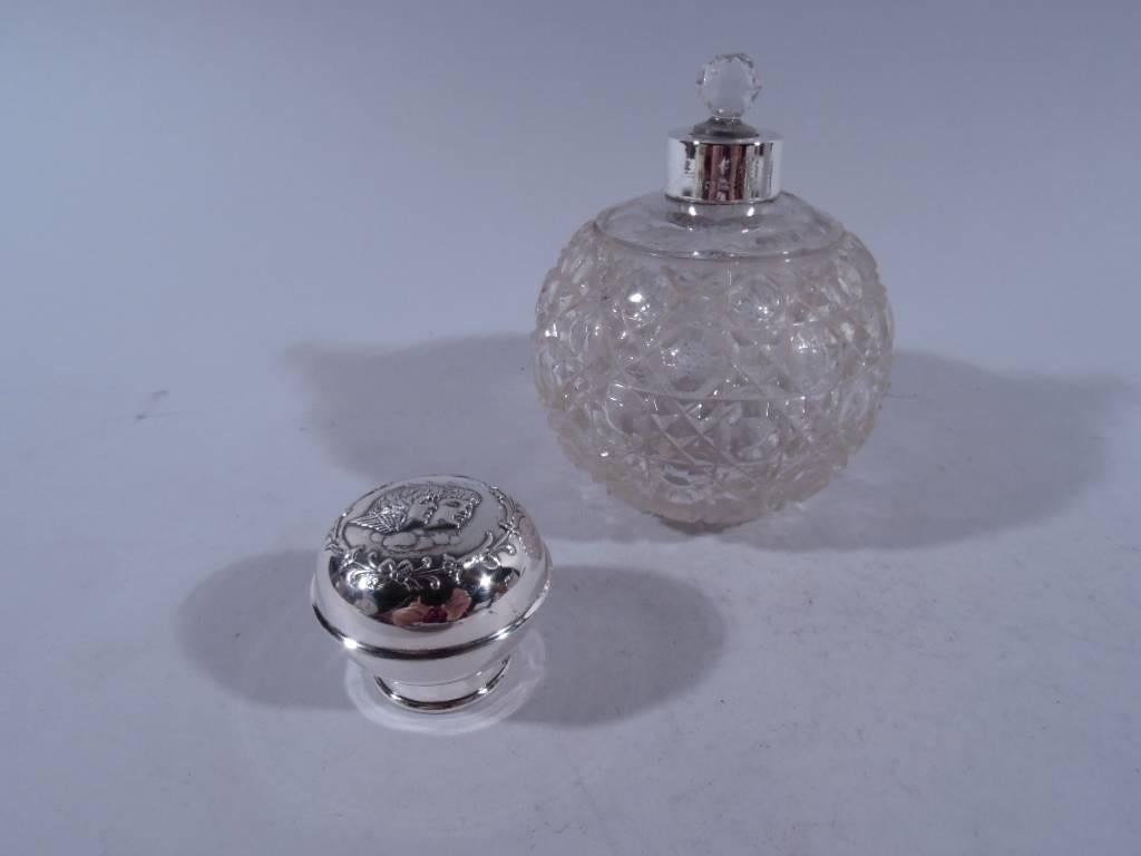 Edwardian English Sterling Silver and Cut Glass Perfume 1