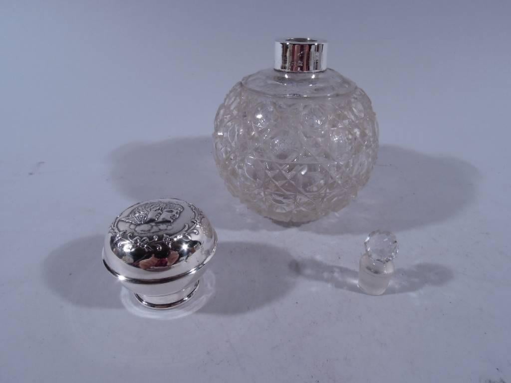 Edwardian English Sterling Silver and Cut Glass Perfume 2