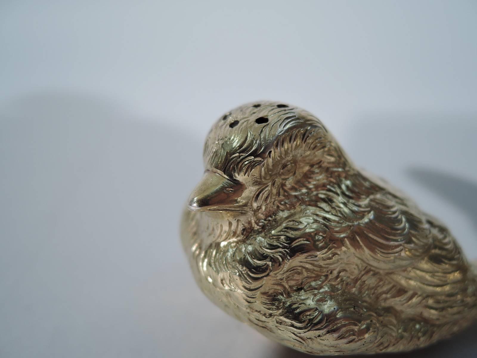 German Pair of Sweet Baby Chicks Silver Gilt Salt and Pepper Shakers