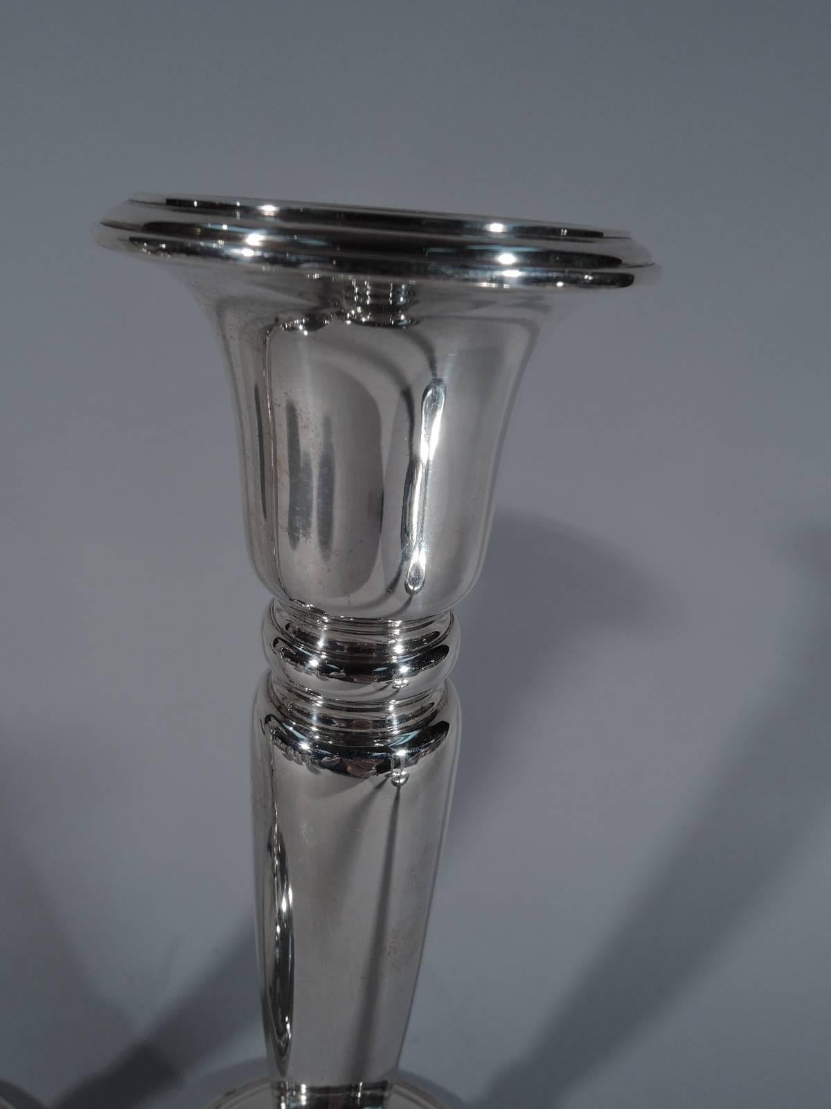 Set of Four American Modern Sterling Silver Candlesticks by Tiffany In Excellent Condition In New York, NY
