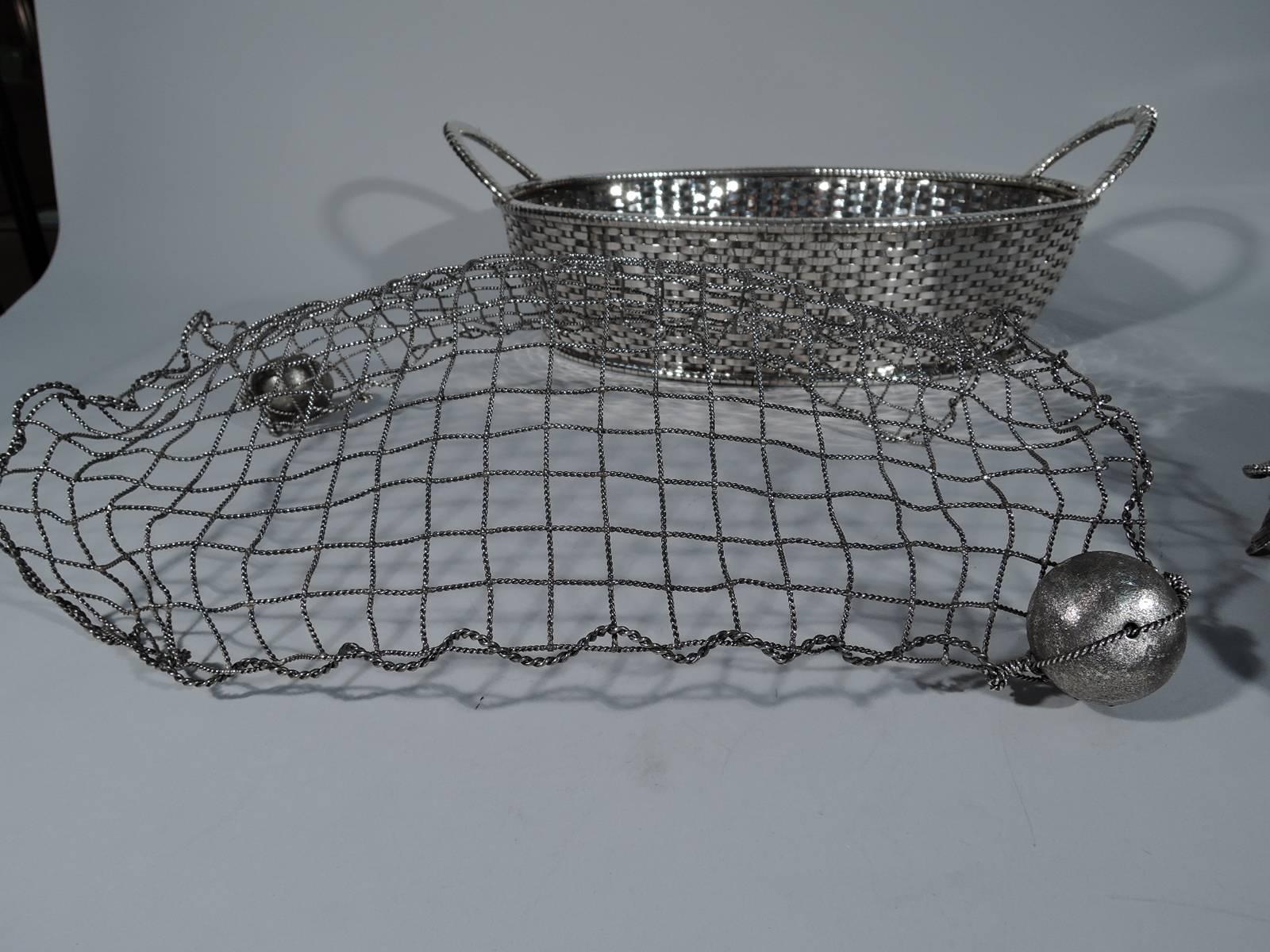 One of a Kind Mario Buccellati Sterling Silver Seafood Basket Centerpiece 3