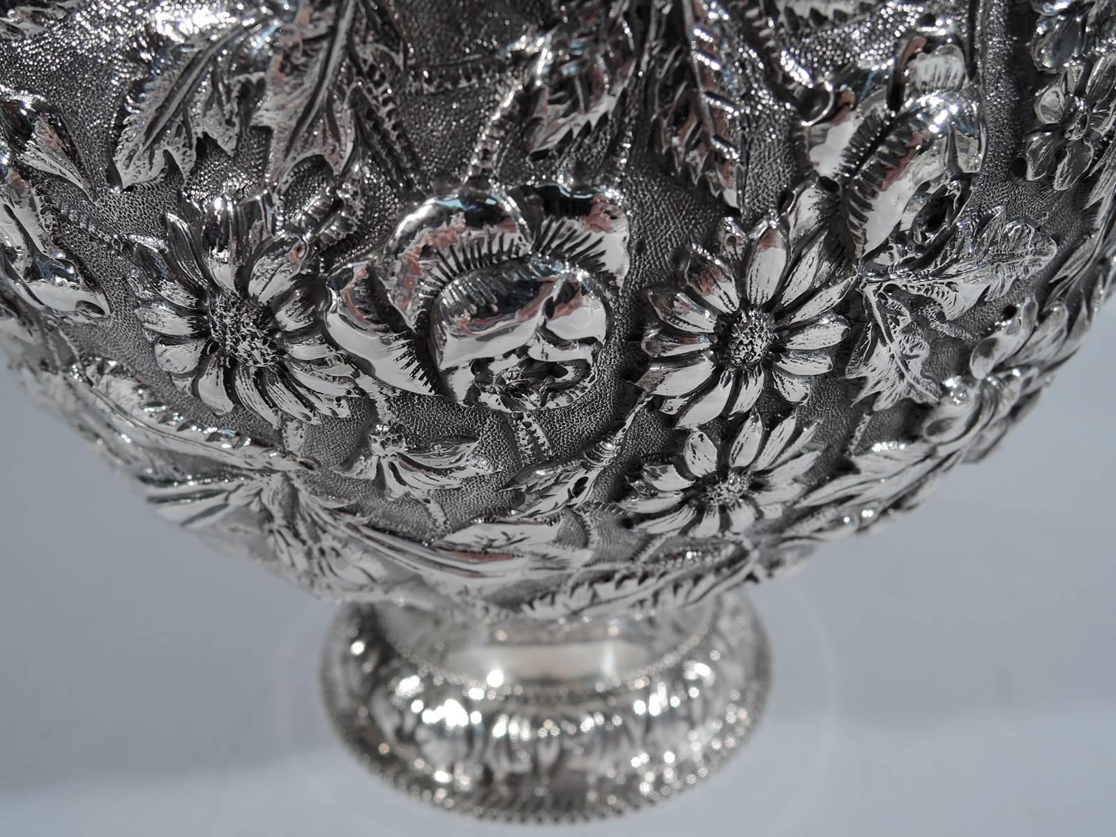 Repoussé Kirk Sterling Silver Footed Bowl with Beautiful Baltimore Repousse