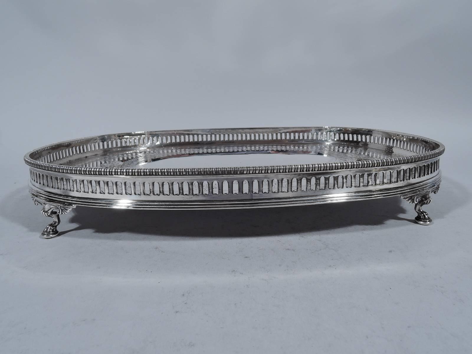 Neoclassical Revival Unusual Gorham Sterling Silver Neoclassical Gallery Salver Tray