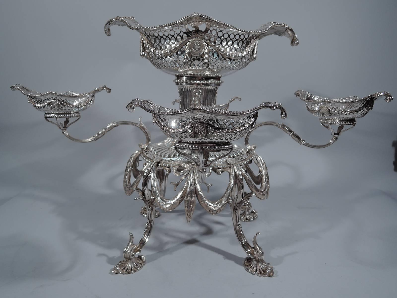 Wonderful English Georgian Sterling Silver Epergne In Excellent Condition In New York, NY
