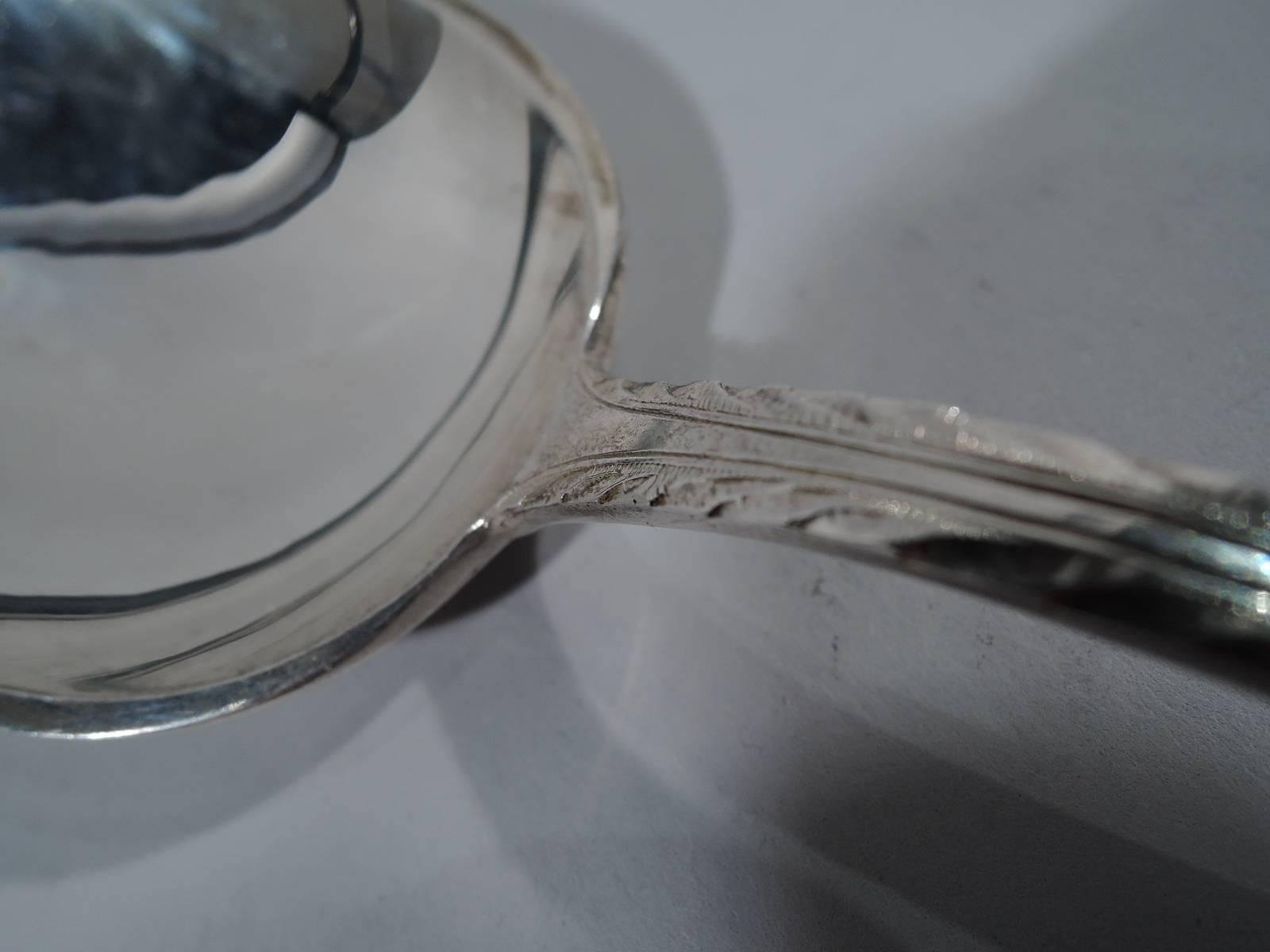 Colonial Revival Antique Tiffany Feather Edge Sterling Silver Serving Spoon