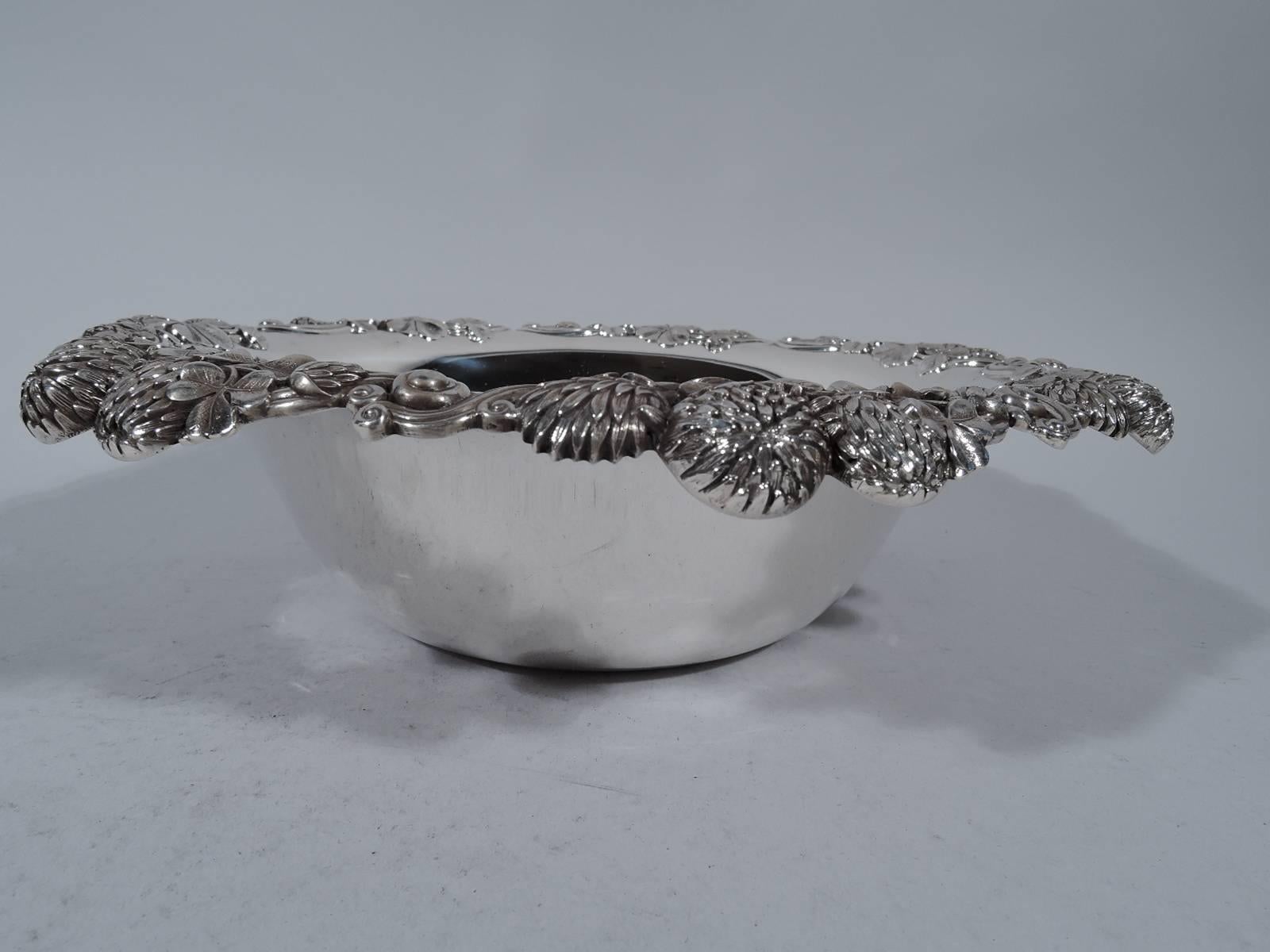 Victorian Tiffany Sterling Silver Bowl in Classic Clover Pattern