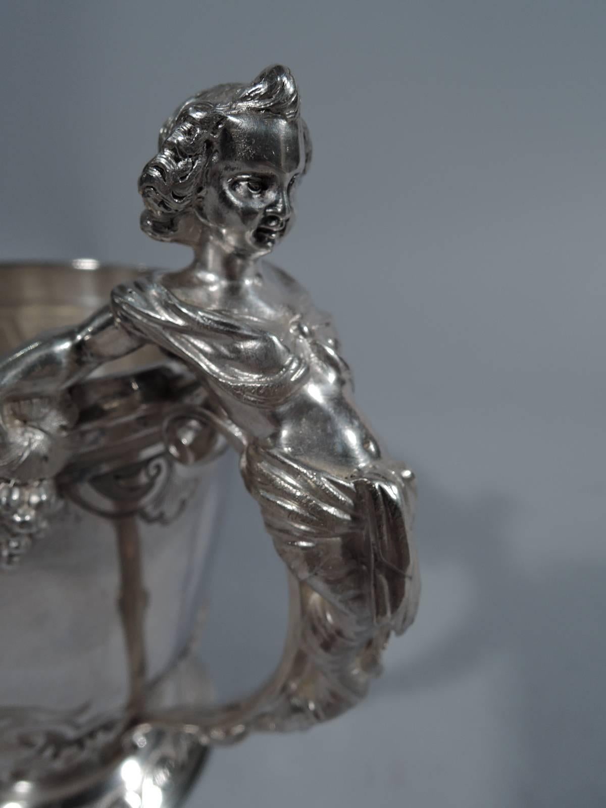 Neoclassical Revival Early Gorham Classical Coin Silver Baby Cup with Figural Handle