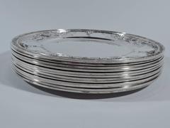 Set of 12 Antique American JE Caldwell Sterling Silver Chargers