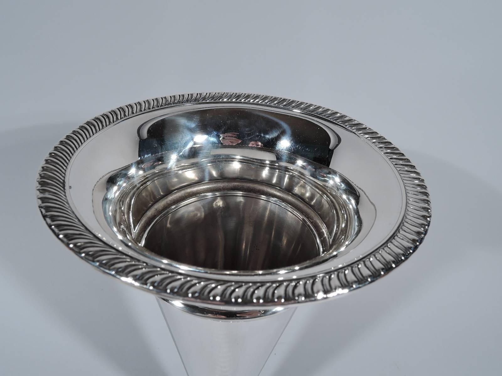 Modern American Sterling Silver Trumpet Vase