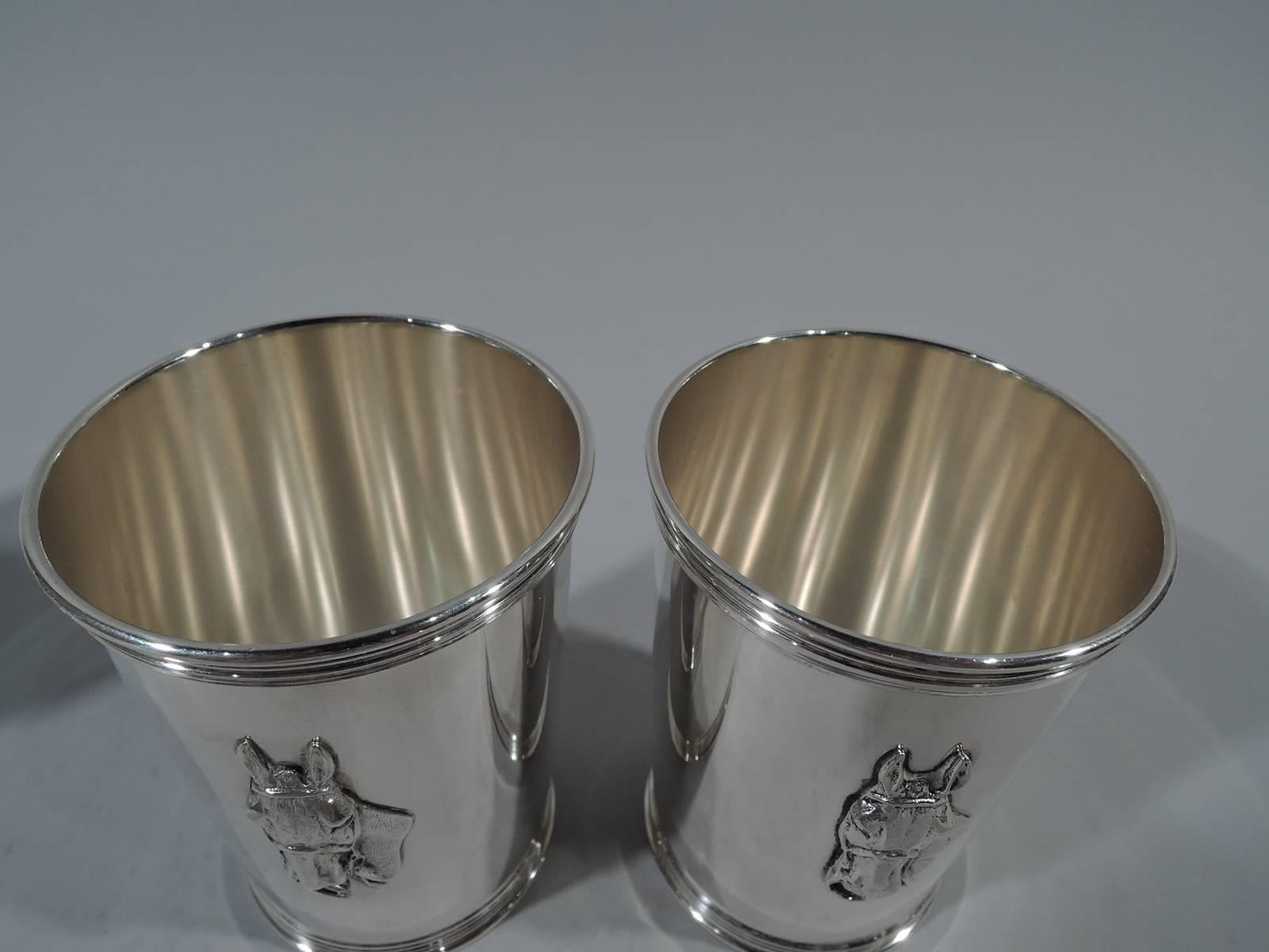 American Set of Four Trees Sterling Silver Horse Head Mint Juleps