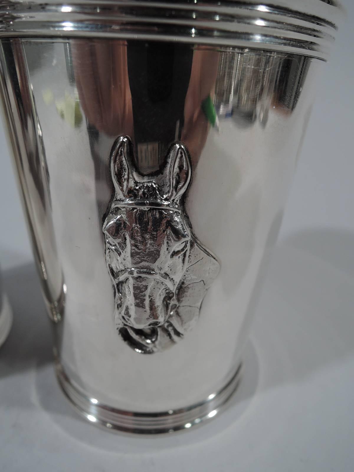 20th Century Set of Four Trees Sterling Silver Horse Head Mint Juleps