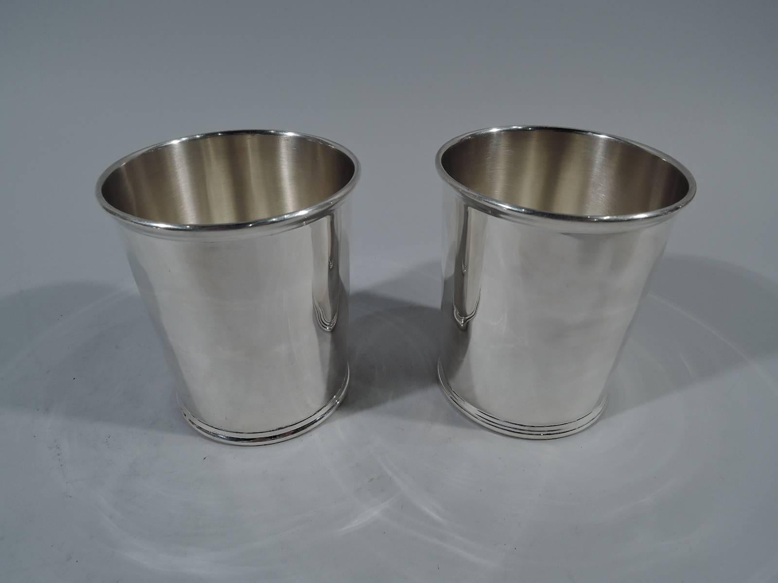 Mid-Century Modern Pair of American Sterling Silver Mint Julep Cups