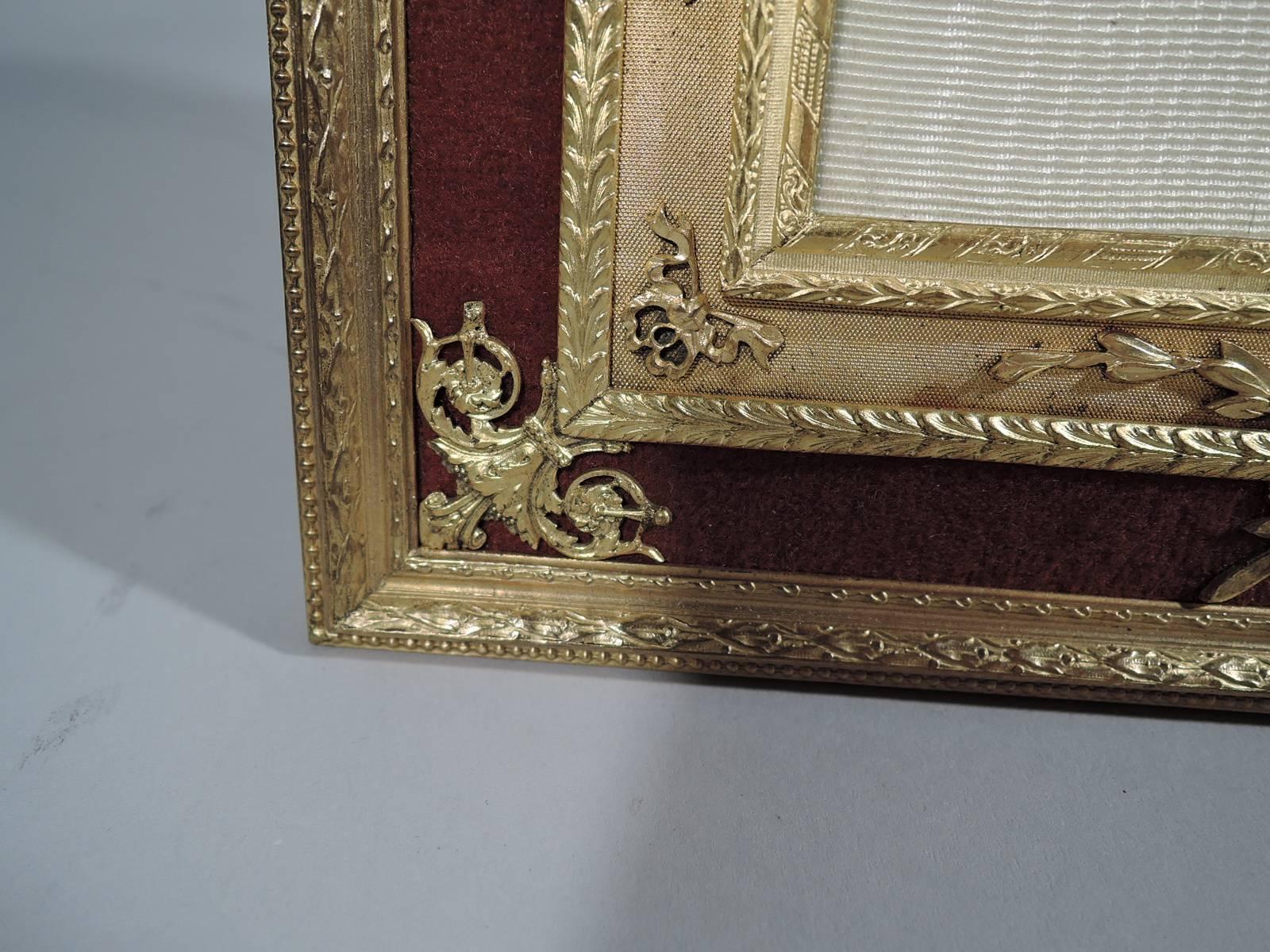 Rococo Revival Large Antique Rococo Gilt Bronze and Mother-of-Pearl Picture Frame