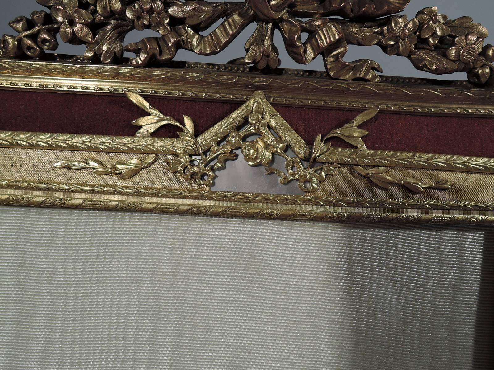 French Large Antique Rococo Gilt Bronze and Mother-of-Pearl Picture Frame