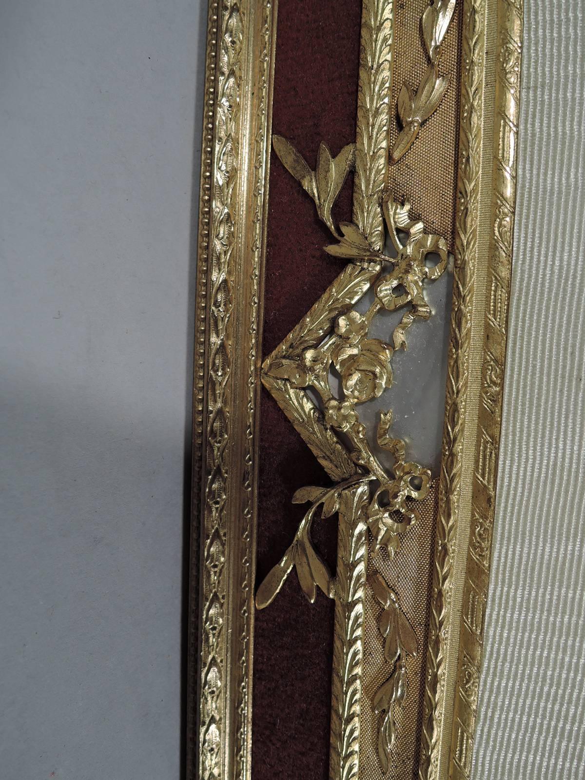 Large Antique Rococo Gilt Bronze and Mother-of-Pearl Picture Frame In Excellent Condition In New York, NY