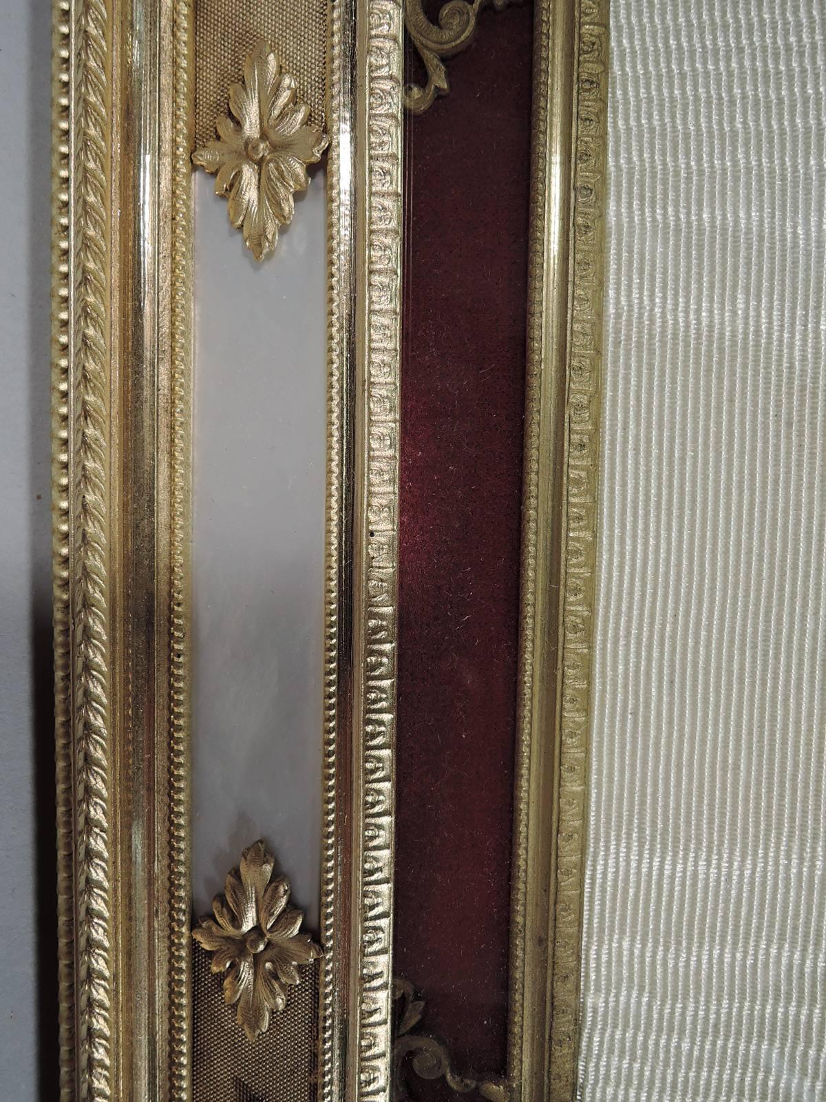 Antique French Gilt Bronze and Mother of Pearl Picture Frame In Excellent Condition In New York, NY