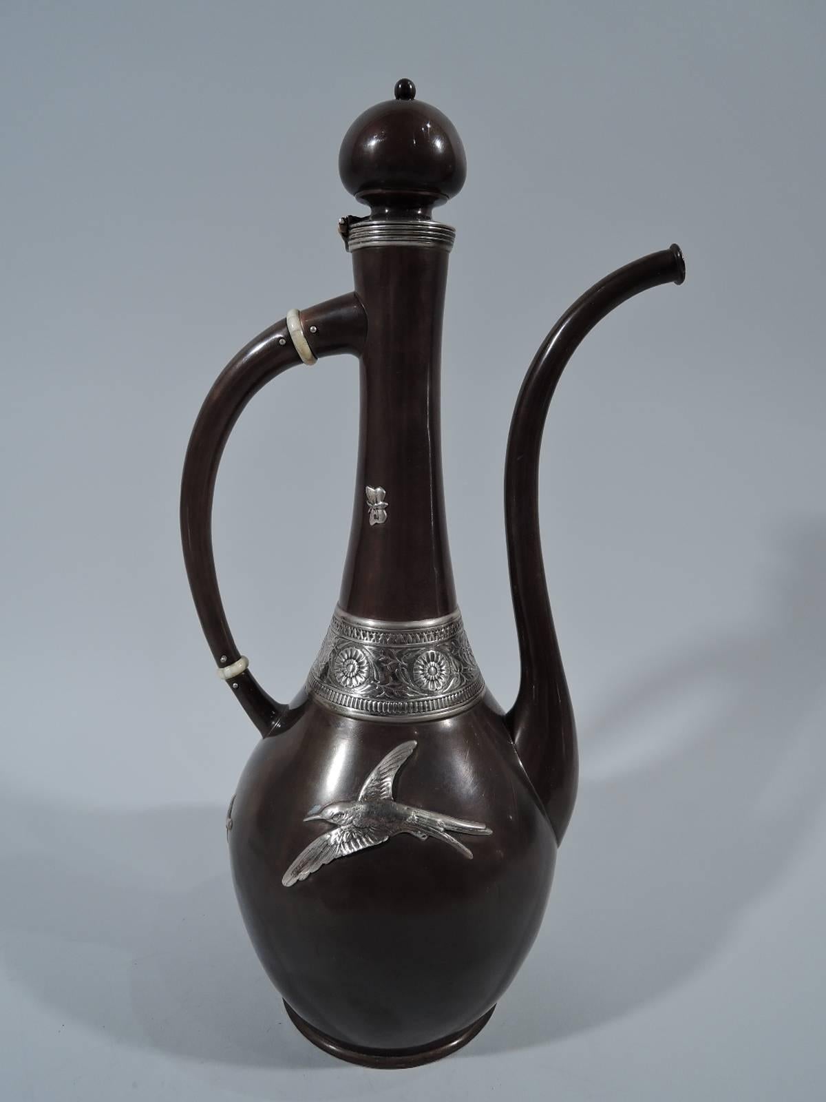 Aesthetic Movement Gorham Mixed-Metal Aesthetic Exotic Turkish Coffee Pot