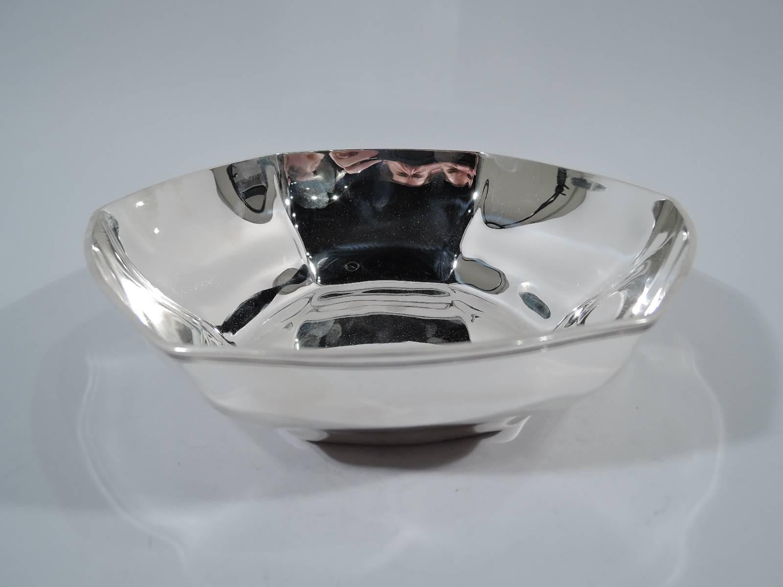 American Tiffany Art Deco Hexagonal Sterling Silver Bowl