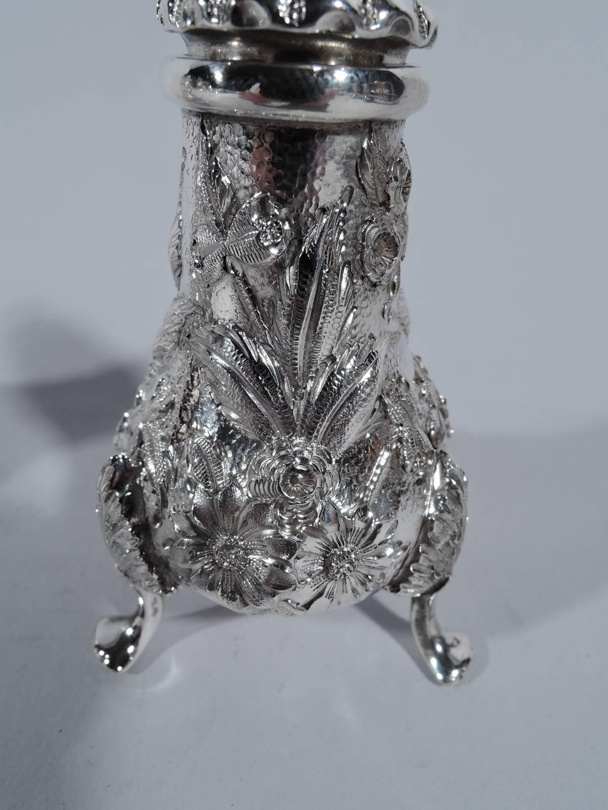American Pair of Pretty Repousse Sterling Silver Salt and Pepper Shakers by Kirk