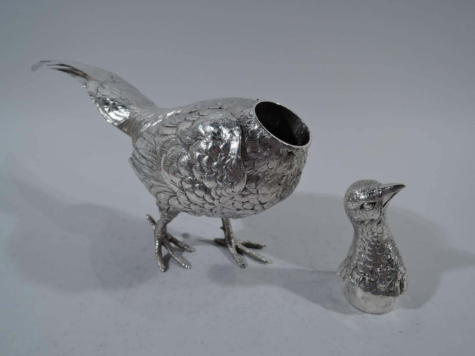 Antique German Silver Bird Spice Box in Form of Strutting Pheasant 2