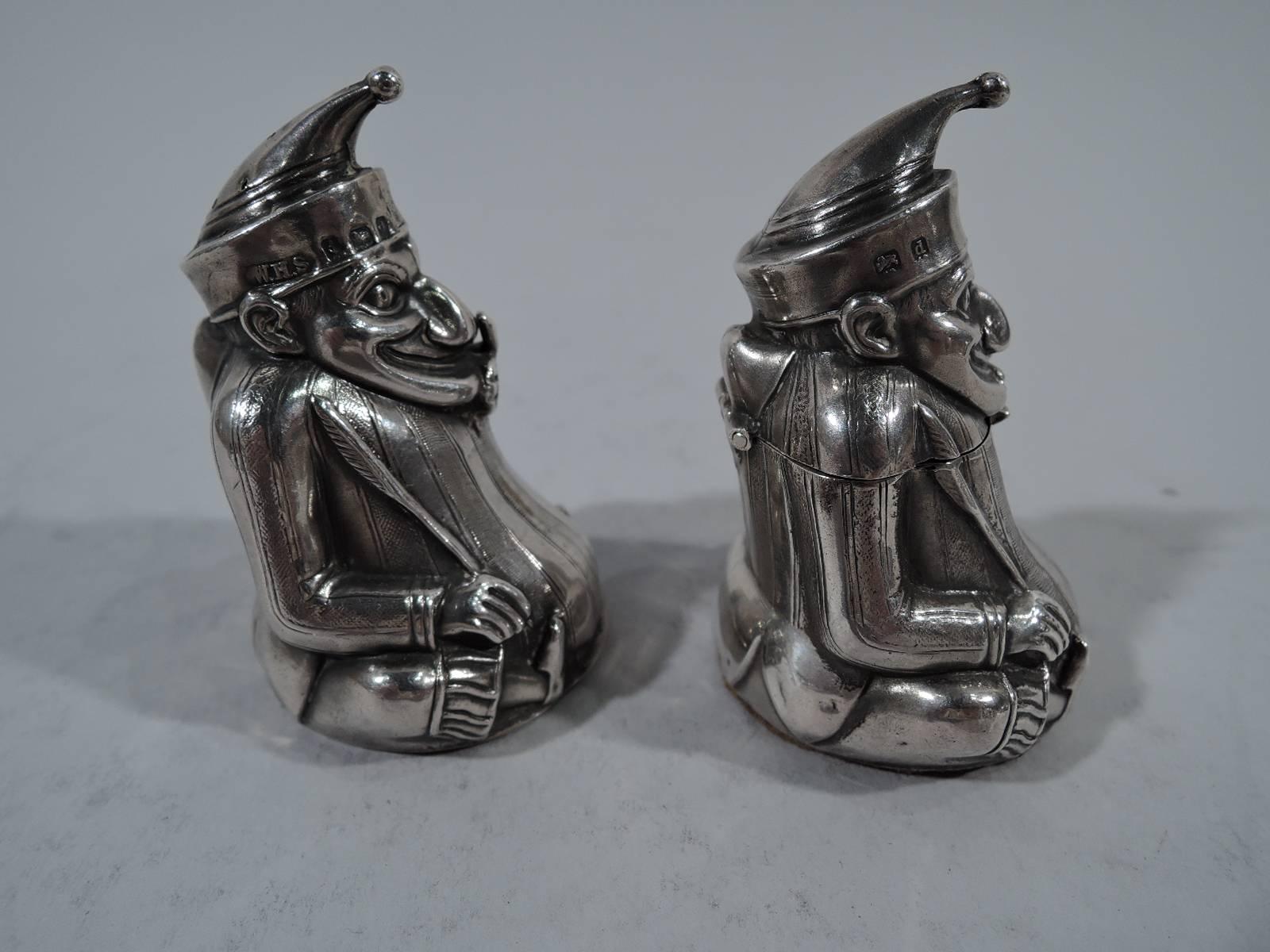 English Sterling Silver Punch Salt Shaker and Mustard Pot In Excellent Condition In New York, NY