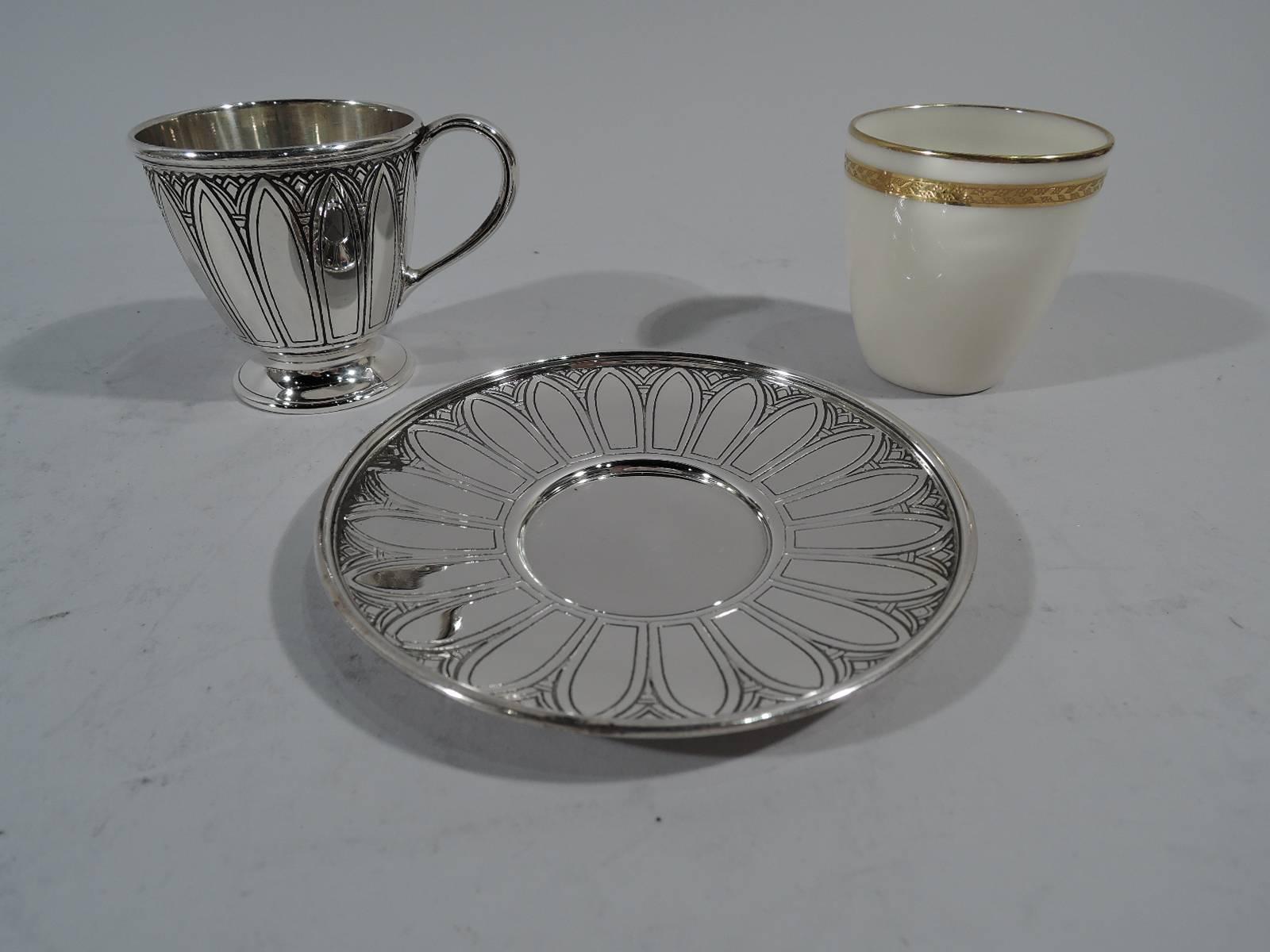 Set of 12 Tiffany Art Deco Demitasse Holders and Lenox Liners In Excellent Condition In New York, NY