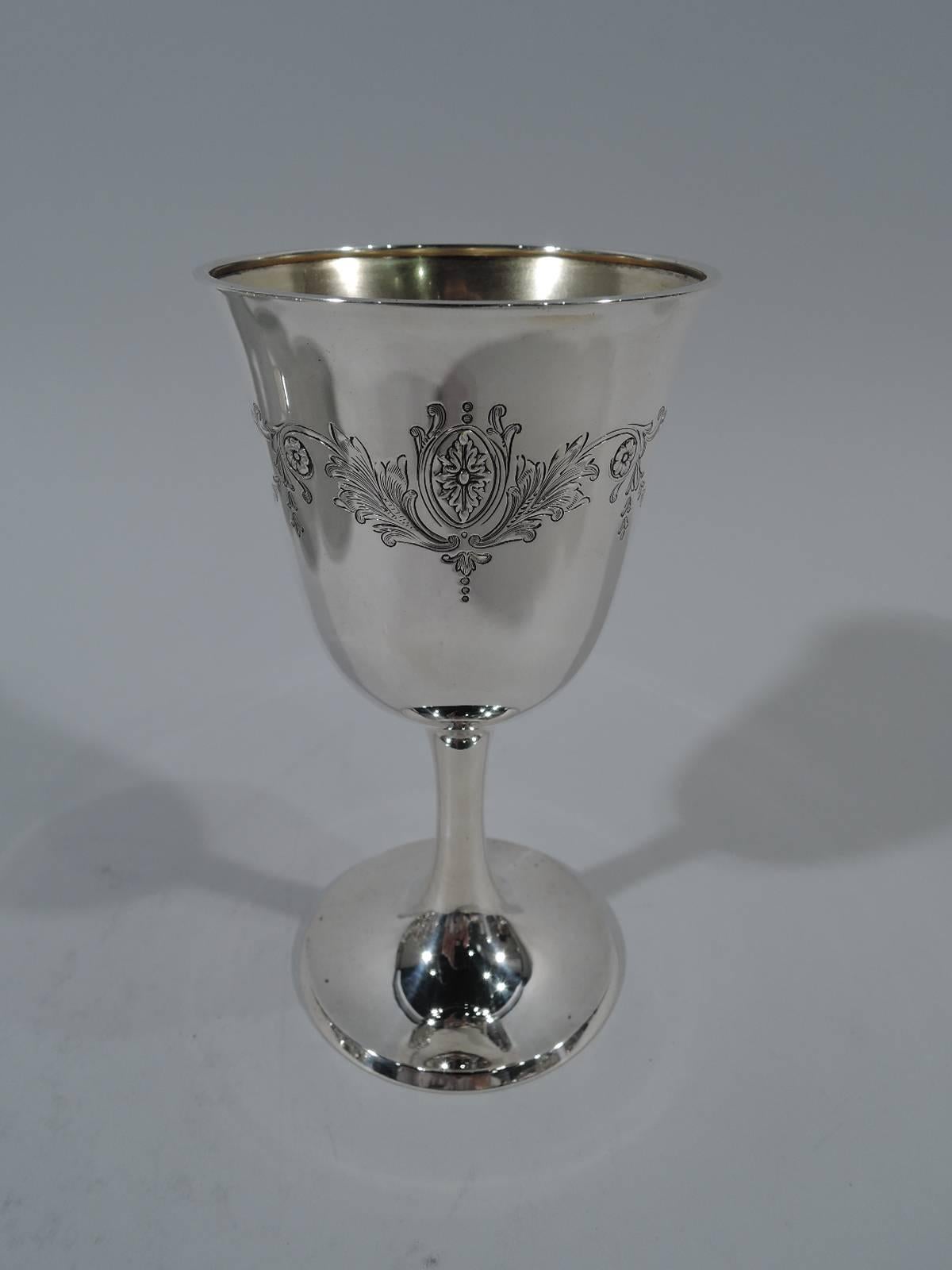 American Set of Eight Whiting Edwardian Regency Sterling Silver Goblets