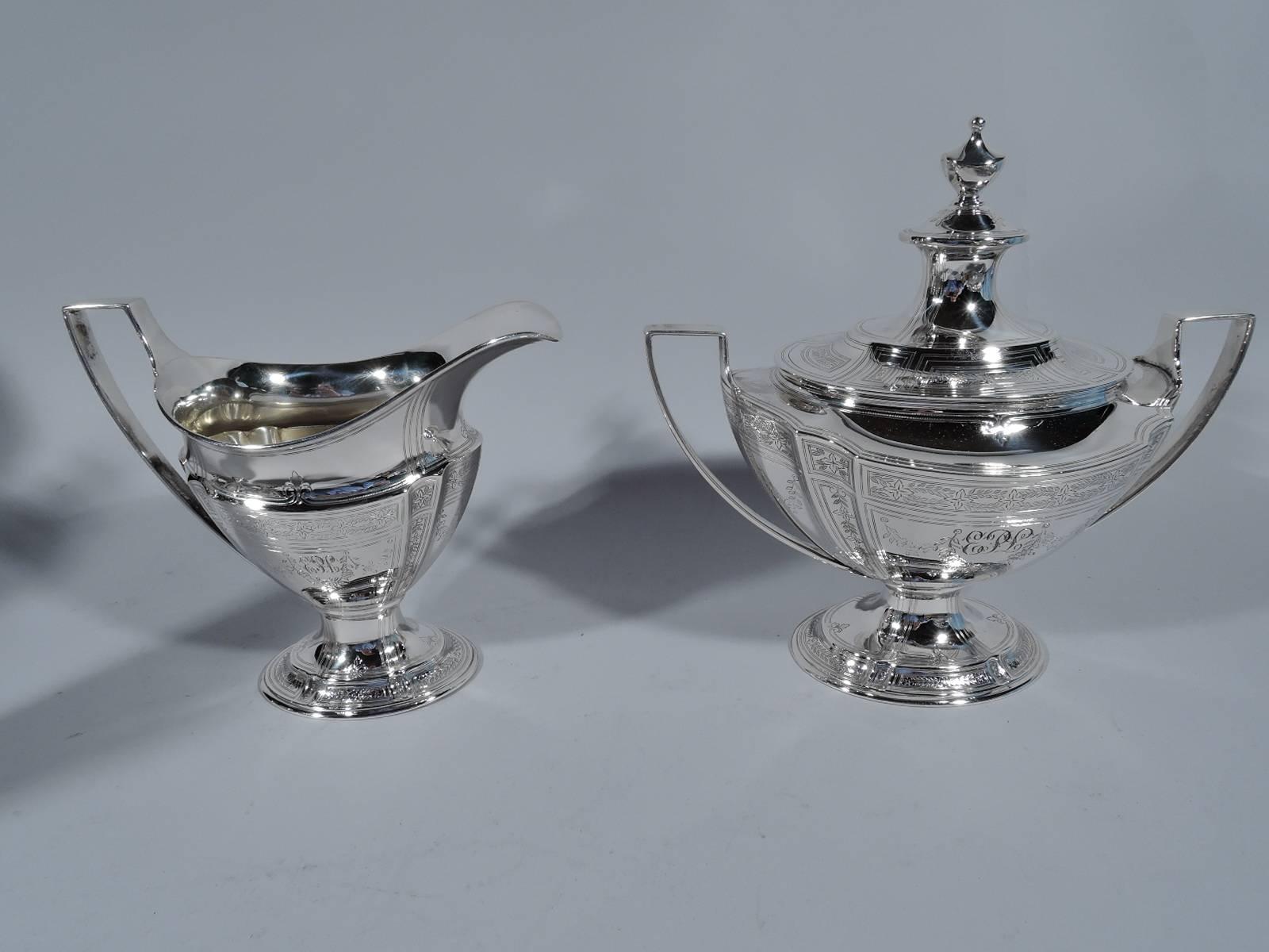 Tiffany Edwardian Sterling Silver Tea and Coffee Set on Tray 2