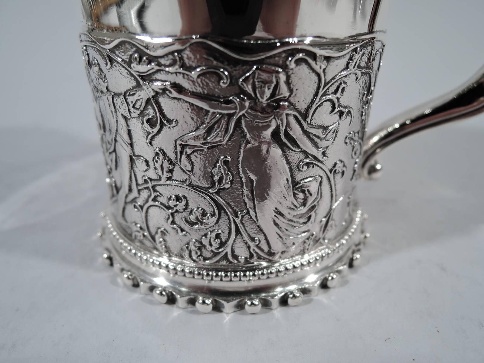 Gothic Revival Antique Gorham Sterling Silver Troubadour Baby Cup