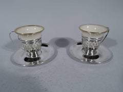 Set of 16 Antique Gorham Demitasse Holders and Saucers with Lenox Liners