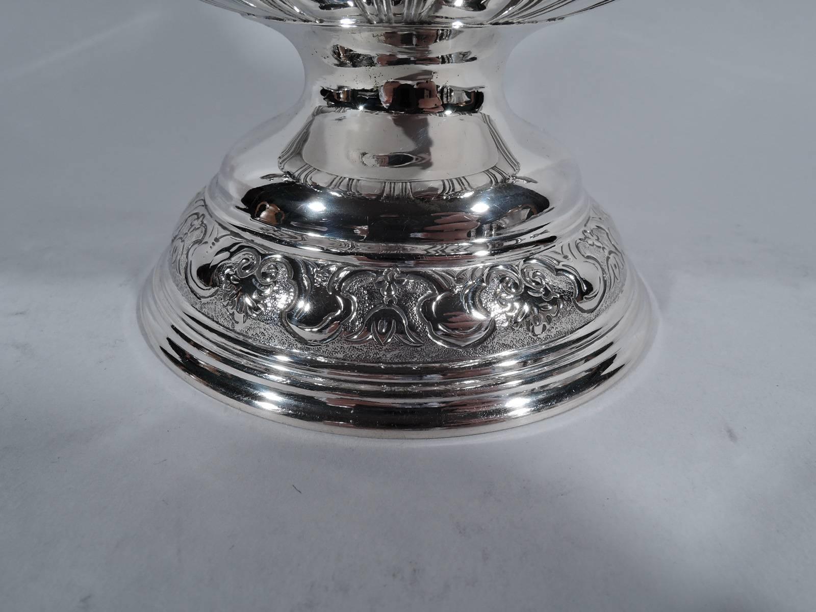 Early 20th Century Antique English Sterling Silver Covered Trophy Cup with Strapwork