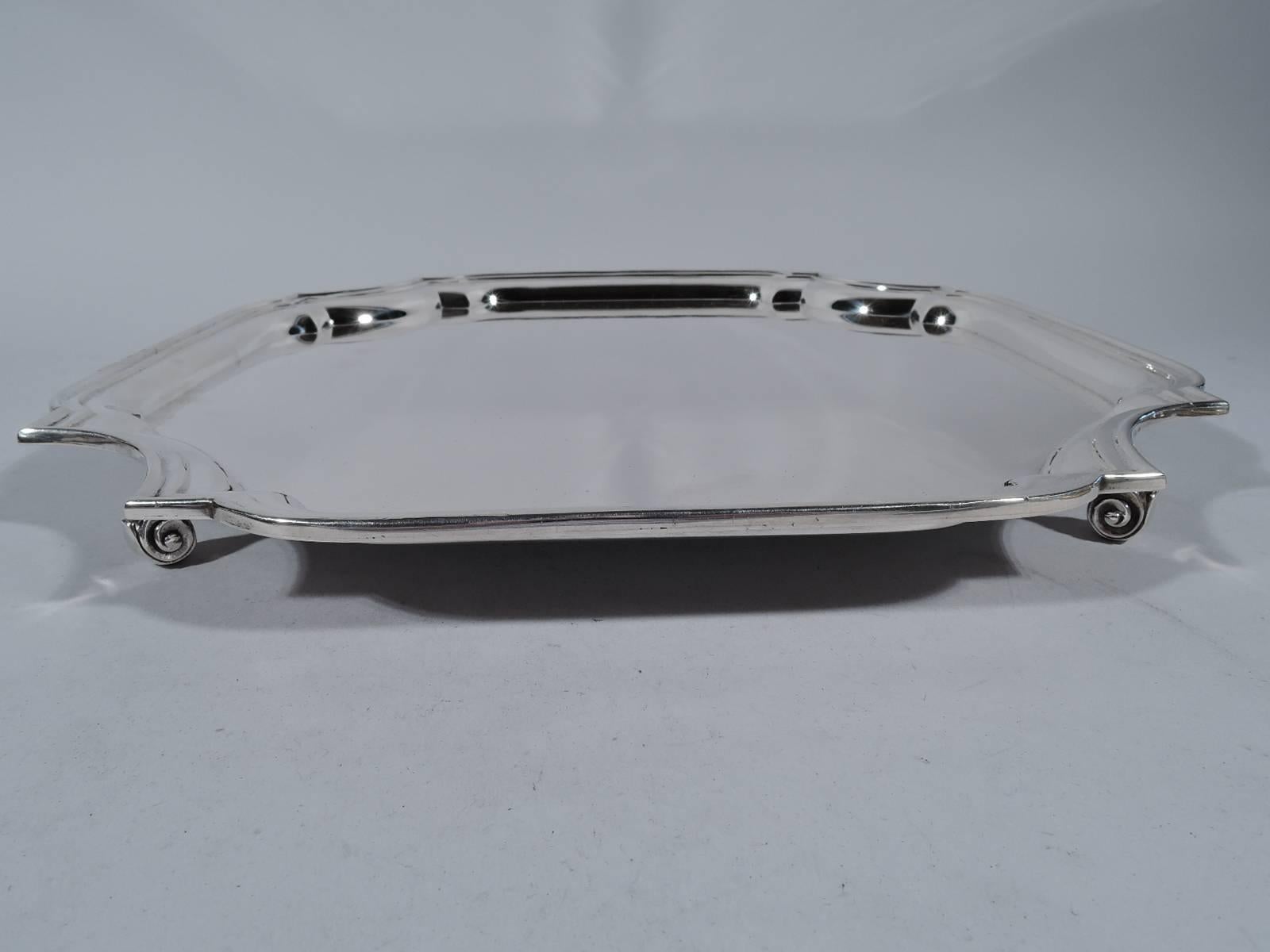 American Tiffany Sterling Silver Salver Tray in Traditional Georgian Style