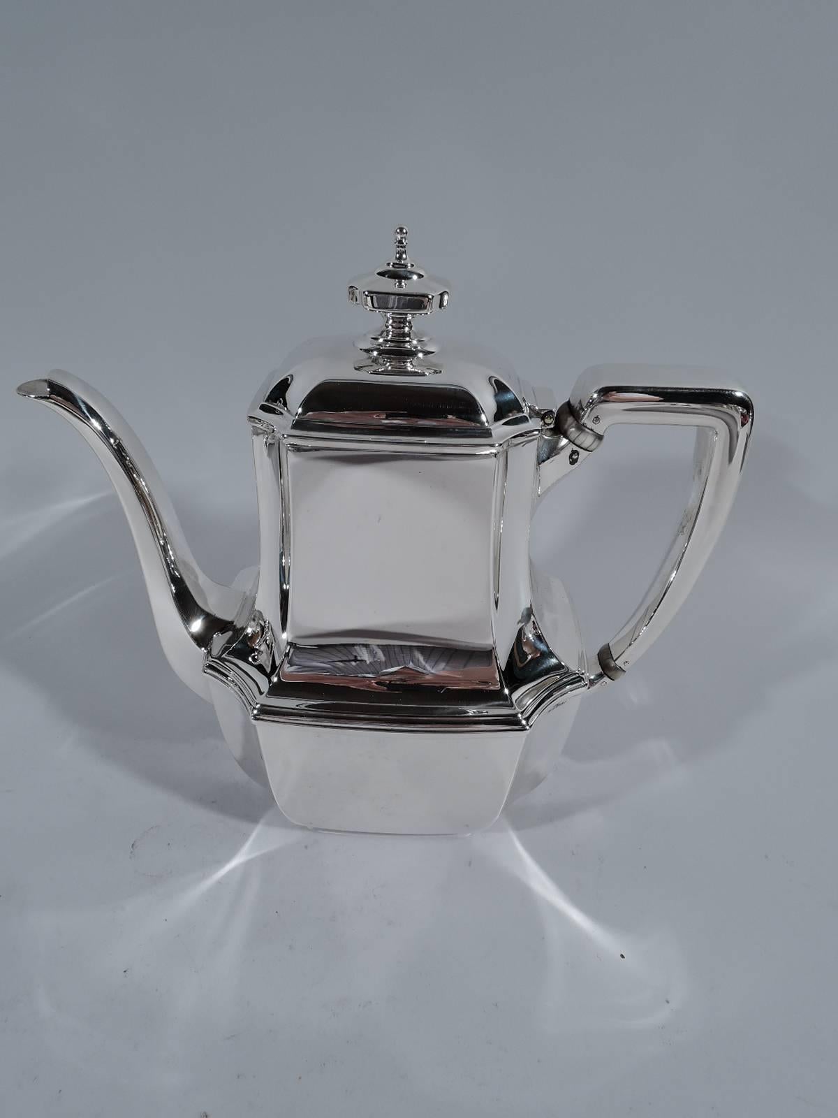 Art Deco Desirable Tiffany Hampton Sterling Silver Tea and Coffee Set on Tray